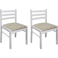Esszimmerstühle 2 Stk. Küchenstuhl Weiß Gummibaum Massivholz und Samt vidaXL von BONNEVIE