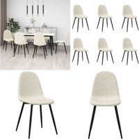 Vidaxl - Esszimmerstühle 6 Stk. Creme Samt - Esszimmerstühle - Samtstühle - Cremefarbene Möbel - Wohnzimmer Dekoration - Bequeme Stühle - Home & von VIDAXL