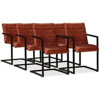 Esszimmerstühle 6 Stk. Echtleder Braun Vidaxl von VIDAXL