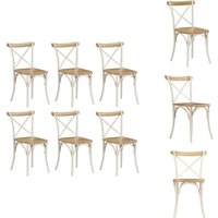 Vidaxl - Esszimmerstühle 6 Stk. Weiß Mango-Massivholz - Esszimmerstühle - Holzstühle - Mangoholz Stühle - Retro Stühle - Designer Stühle von VIDAXL