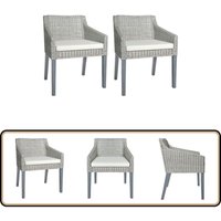 Vidaxl - Esszimmerstühle mit Kissen 2 Stk. Grau Natur Rattan - Esszimmerstühle - Rattan Möbel - Gartenstühle - Wohnzimmersitze - Bequeme Stühle von VIDAXL