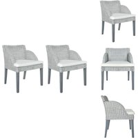 Vidaxl - Esszimmerstühle mit Kissen 2 Stk. Grau Natur Rattan - Esszimmerstühle - Rattan Sessel - Gartenstuhl - Wohnzimmersitzplätze - Bequeme Stühle von VIDAXL