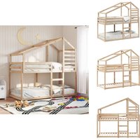 Etagenbett mit Dach 80x200 cm Massivholz Kiefer - Kinderbett - Jugendbett - Holzbett - Etagenbett - Hochbett von VIDAXL