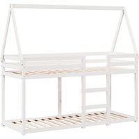 Vidaxl - Etagenbett mit Dach Weiß 75x190 cm Massivholz Kiefer von VIDAXL
