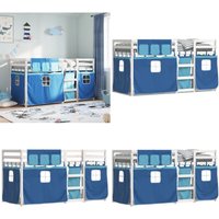 Vidaxl - Etagenbett mit Vorhängen Blau 80x200 cm Massivholz Kiefer - Kinderzimmermöbel - Hochbett - Etagenbett - Jugendzimmer - Holzbett - Home & von VIDAXL