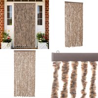 Vidaxl - Fliegenvorhang Beige und Dunkelbraun 90x200 cm Chenille - Fliegenvorhang - Insektenschutz - Türvorhang - Sommergarten - Balkon - Home & von VIDAXL