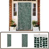 Fliegenvorhang Grün und Weiß 90x200 cm Chenille - Fliegenvorhang - Insektenschutz - Türvorhang - Sommergarten - Balkon von VIDAXL