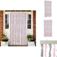 Fliegenvorhang Silbergrau und Rosa 90x220 cm Chenille - Fliegenvorhang - Insektenschutz - Türvorhang - Sommergarten - Balkon von VIDAXL