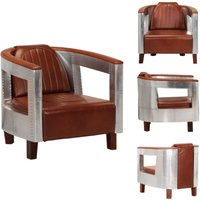 Vidaxl - Fliegersessel Braun Echtleder - Sessel - Relaxsessel - Fernsehsessel - TV-Sessel von VIDAXL