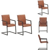 Vidaxl - Freischwinger 2 Stk. Braun Echtleder - Esszimmerstuhl - Leder Sessel - Freistehender Stuhl - Vintage Stuhl - Designer Stuhl Vidaxl - Freischwinger 2 Stk. Braun Echtleder - Esszimmerstuhl - Leder Sessel - Freistehender Stuhl - Vintage Stuhl - Designer Stuhl von VIDAXL