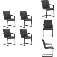 Vidaxl - Freischwinger 4 Stk. Schwarz Echtleder - Esszimmerstuhl - Lederstuhl - Freischwinger - Stuhl Schwarz - Designerstuhl Vidaxl - Freischwinger 4 Stk. Schwarz Echtleder - Esszimmerstuhl - Lederstuhl - Freischwinger - Stuhl Schwarz - Designerstuhl von VIDAXL