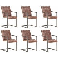 Freischwinger 6 Stk. Braun Echtleder Vidaxl von VIDAXL