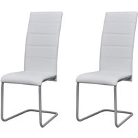 Vidaxl - 2er-Set Freischwinger,Esszimmerstuhl Weiß Kunstleder von VIDAXL