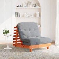 Futon Schlafsofa mit Matratze Braun 90x206x11 Massivholz Kiefer - Vidaxl von VIDAXL