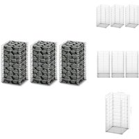 Gabionen-Set 3-tlg. Verzinkter Draht 25×25×50 cm - Gabionsystem - Stahltrennung - Gartenzaun - Mauerstein - Begrenzung von VIDAXL