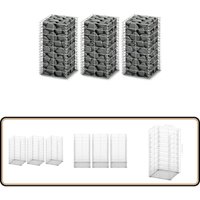 Gabionen-Set 3-tlg. Verzinkter Draht 25×25×50 cm - Gabionsystem - Stahltrennung - Gartenzaun - Mauerstein - Begrenzung von VIDAXL