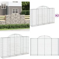 Gabionen mit Hochbogen 2 Stk. 200x30x120/140cm Verzinktes Eisen - Gabionen - Gartendeko - Gartenzubehör - Zaun - Sichtschutz - Home & Living von VIDAXL