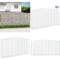 Vidaxl - Gabionen mit Hochbogen 3 Stk. 400x50x200/220cm Verzinktes Eisen - Gabionen - Gartenzaun - Eisen - Korb - Deko - Home & Living von VIDAXL