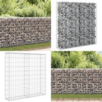 Gabionenwand mit Abdeckung Verzinkter Stahl 80×20×100 cm - Gabionsystem - Gartenzaun - Stahltrennung - Stützmauer - Begrenzung - Home & Living von VIDAXL