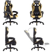 Vidaxl - Gaming-Stuhl mit Fußstütze Golden und Schwarz Kunstleder - Gaming-Stuhl - Bürostuhl - Bürobedarf - Ergonomischer Stuhl - Schreibtischstuhl von VIDAXL