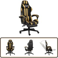 Gaming-Stuhl mit Fußstütze Schwarz und Golden Kunstleder - Gaming-Stuhl - Bürostuhl - Büroarbeitsplatz - Ergonomischer Stuhl - PC-Stuhl von VIDAXL