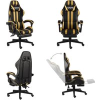 Vidaxl - Gaming-Stuhl mit Fußstütze Schwarz und Golden Kunstleder - Gaming-Stuhl - Bürostuhl - Büroarbeitsplatz - Ergonomischer Stuhl - PC-Stuhl von VIDAXL