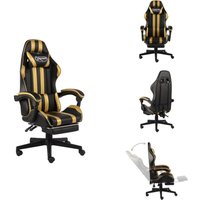 Vidaxl - Gaming-Stuhl mit Fußstütze Schwarz und Golden Kunstleder - Gaming-Stuhl - Bürostuhl - Büroarbeitsplatz - Ergonomischer Stuhl - PC-Stuhl von VIDAXL