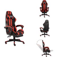 Gaming-Stuhl mit Fußstütze Schwarz und Rot Kunstleder - Gaming-Stuhl - Bürostuhl - Bürobedarf - Ergonomischer Stuhl - PC-Stuhl Gaming-Stuhl mit Fußstütze Schwarz und Rot Kunstleder - Gaming-Stuhl - Bürostuhl - Bürobedarf - Ergonomischer Stuhl - PC-Stuhl von VIDAXL