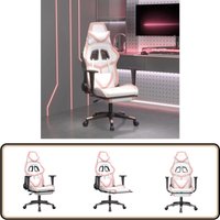 Gaming-Stuhl mit Massage & Fußstütze Weiß & Rosa Kunstleder - Gaming-Stuhl - Gamer Chair - Schreibtischstuhl - Bürostühle - Ergonomischer Stuhl von VIDAXL