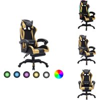 Gaming-Stuhl mit rgb LED-Leuchten Gold und Schwarz Kunstleder - Gaming-Stuhl - Bürostuhl - PC-Stuhl - Ergonomischer Stuhl - Led-Beleuchtung Gaming-Stuhl mit rgb LED-Leuchten Gold und Schwarz Kunstleder - Gaming-Stuhl - Bürostuhl - PC-Stuhl - Ergonomischer Stuhl - Led-Beleuchtung von VIDAXL