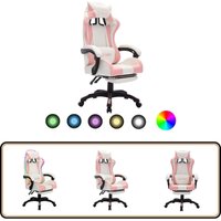 Vidaxl - Gaming-Stuhl mit rgb LED-Leuchten Rosa und Weiß Kunstleder - Gaming-Stuhl - Bürostuhl - PC-Stuhl - Ergonomischer Stuhl - Led-Beleuchtung von VIDAXL