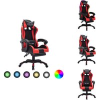 Vidaxl - Gaming-Stuhl mit rgb LED-Leuchten Rot und Schwarz Kunstleder - Gaming-Stuhl - Bürostuhl - PC-Stuhl - Ergonomischer Stuhl - Led-Beleuchtung von VIDAXL