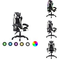 Vidaxl - Gaming-Stuhl mit rgb LED-Leuchten Weiß und Schwarz Kunstleder - Gaming-Stuhl - Bürostuhl - PC-Stuhl - Gamer Chair - Ergonomischer Stuhl von VIDAXL