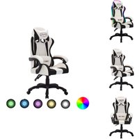 Gaming-Stuhl mit rgb LED-Leuchten Weiß und Schwarz Kunstleder - Gaming-Stuhl - Bürostuhl - PC-Stuhl - Schreibtischstuhl - Ergonomischer Stuhl Gaming-Stuhl mit rgb LED-Leuchten Weiß und Schwarz Kunstleder - Gaming-Stuhl - Bürostuhl - PC-Stuhl - Schreibtischstuhl - Ergonomischer Stuhl von VIDAXL