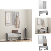 Vidaxl - Garderoben-Set Grau Sonoma Holzwerkstoff - Flurbank - Garderobe - Schuhschrank - Eingangsbereich Möbel - Wohnzimmerdeko von VIDAXL