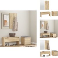 Vidaxl - Garderoben-Set Sonoma-Eiche Holzwerkstoff - Flurbank - Garderobe - Schuhschrank - Eingangsbereich Deko - Möbel Wohnzimmer von VIDAXL