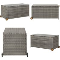 Vidaxl - Garten-Auflagenbox Hellgrau 120x65x61 cm Poly Rattan - Gartenaufbewahrung - Outdoor Möbel - Gartenkiste - Sitzkissen Aufbewahrung von VIDAXL