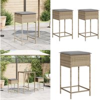 Vidaxl - Garten-Barhocker mit Kissen 2 Stk. Beige Poly Rattan - Gartenstuhl - Barhocker - Outdoor Möblierung - Gartenmöbel - Rattan Gartenmöbel von VIDAXL