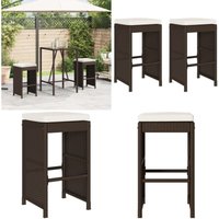 Garten-Barhocker mit Kissen 2 Stk. Braun Poly Rattan - Vidaxl von VIDAXL