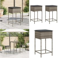 Vidaxl - Garten-Barhocker mit Kissen 2 Stk. Grau Poly Rattan - Gartenstuhl - Barhocker - Outdoor Furniture - Gartenmöbel - Rattan Sessel - Home & von VIDAXL