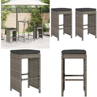 Garten-Barhocker mit Kissen 2 Stk. Grau Poly Rattan - Vidaxl von VIDAXL