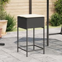 Vidaxl - Garten-Barhocker mit Kissen 2 Stk. Schwarz Poly Rattan 756509 von VIDAXL