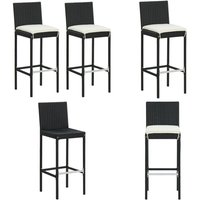 Garten-Barhocker mit Kissen 2 Stk. Schwarz Poly Rattan - Gartenbarhocker - Rattan Möbel - Outdoor Furniture - Terrassentisch - Gartenlounge - Home & von VIDAXL
