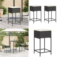 Vidaxl - Garten-Barhocker mit Kissen 2 Stk. Schwarz Poly Rattan - Gartenstuhl - Barhocker - Outdoor Furniture - Gartenmöbel - Rattan Gartenmöbel von VIDAXL