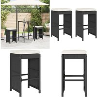 Garten-Barhocker mit Kissen 2 Stk. Schwarz Poly Rattan - Vidaxl von VIDAXL