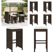 Vidaxl - Garten-Barhocker mit Kissen 4 Stk. Braun Poly Rattan Vidaxl - Garten-Barhocker mit Kissen 4 Stk. Braun Poly Rattan von VIDAXL