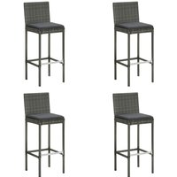 Vidaxl - Garten-Barhocker mit Kissen 4 Stk. Grau Poly Rattan von VIDAXL