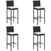 Vidaxl - Garten-Barhocker mit Kissen 4 Stk. Schwarz Poly Rattan 214373 von VIDAXL