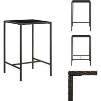 Garten-Bartisch Braun 70x70x110 cm Poly Rattan und Glas - Gartenbartisch - Outdoor Bartisch - Rattan Tisch - Balkontisch - Terrasse von VIDAXL