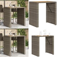 Garten-Bartisch mit Holzplatte Grau 105x80x110 cm Polyrattan - Gartentisch - Bartisch - Outdoor-Tisch - Gartenmöbel - Rattan Tisch - Home & Living von VIDAXL
